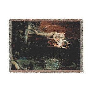 Orpheus in Hades Woven Tapestry Blanket, Marcel-Béronneau Symbolist Painting, Greek Mythology Wall Hanging image 8