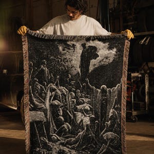 De torra benens dal vävd gobelängfilt, Gustave Doré bibelgravyr, Hesekiel 37 bild 7
