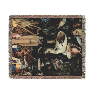 Jordiska fröjdernas trädgård Helvetespanel Vävd gobelängfilt, Hieronymus Bosch väggbonad bild 9