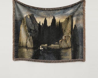 Wandteppich „Insel der Toten“, Arnold Böcklin, 1883, Symbolistischer Wandbehang