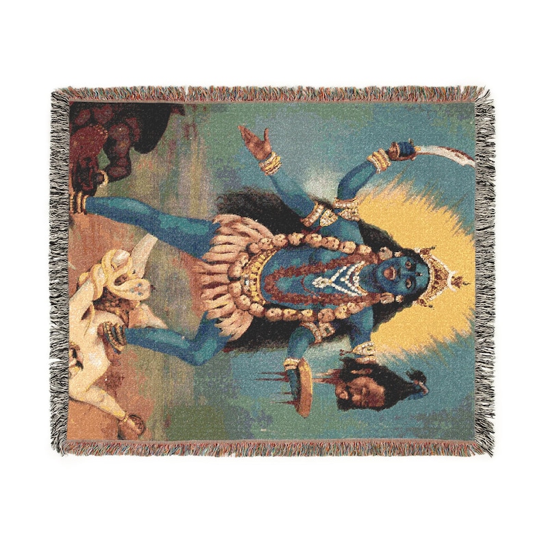 Kali-Wandteppich, Hindu-Göttin, Ravi Varma Press Chromolithografie Bild 4