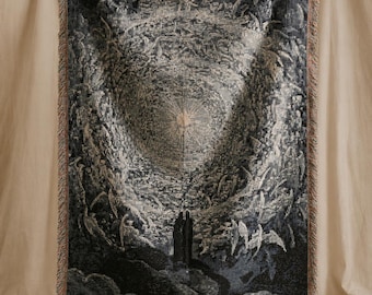 Gustave Doré Woven Tapestry Blanket, Paradiso Canto 31 Celestial Rose Wall Art
