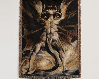 De Grote Rode Draak geweven wandtapijtdeken, aquarel van William Blake, Boek Openbaring