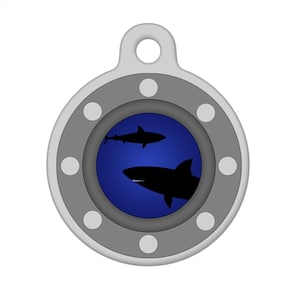 Pet ID Tag - Looking Through the Porthole Sharks