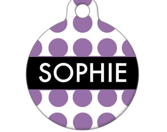 Pet ID Tag - Sophie Polka Dot Custom Name on Front