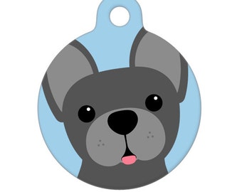 Pet ID Tag - French Bulldog Gray