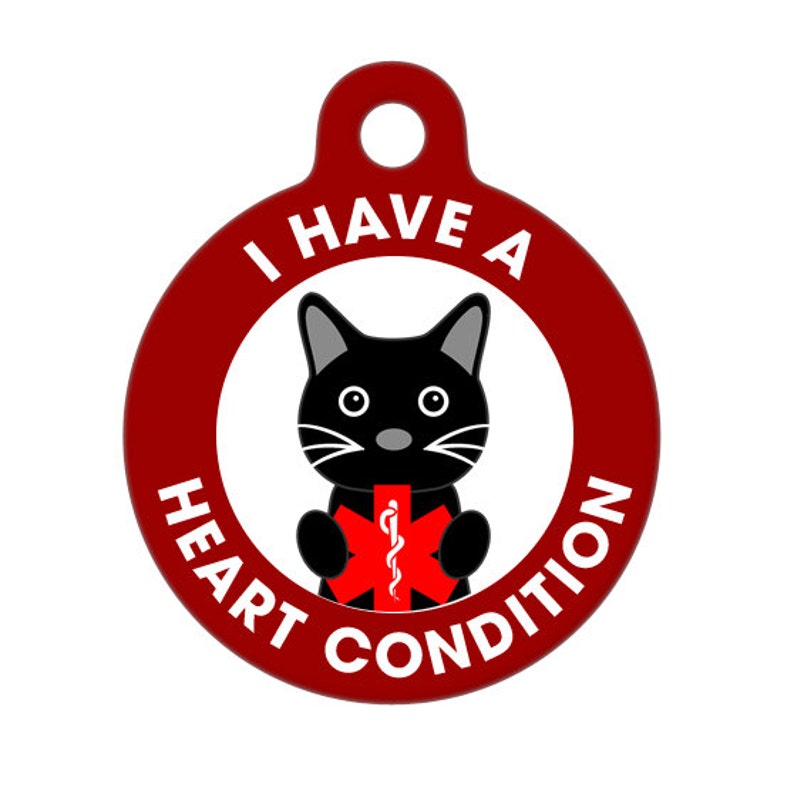 Medical ID Tag I Have A Heart Condition Black Cat Etsy