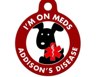 Medical ID Tag - I'm On Meds, Addisons Disease Black Dog