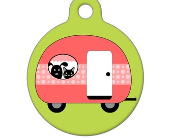 Pet ID Tag - Camping with My Best Friends - Pink