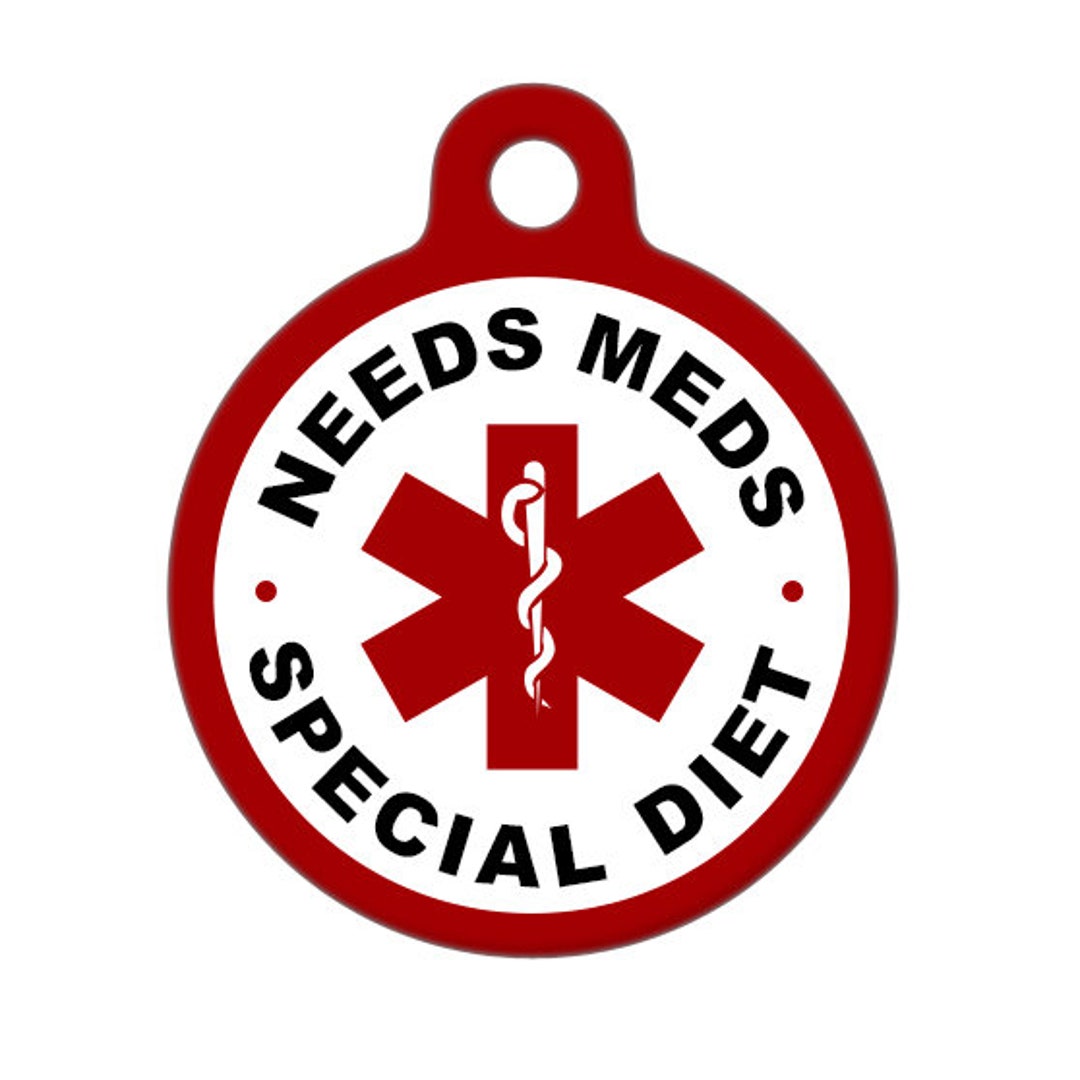 Personalized / Needs Meds Special Diet / Medical ID Tag / Medical Alert