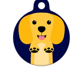 Etiqueta de identificación de mascota: Dachshund amarillo