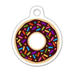 Pet ID Tag Chocolate Donut with Sprinkles image 1