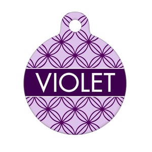 Pet ID Tag - Violet Custom Name on Front