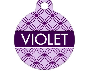 Pet ID Tag - Violet Custom Name on Front