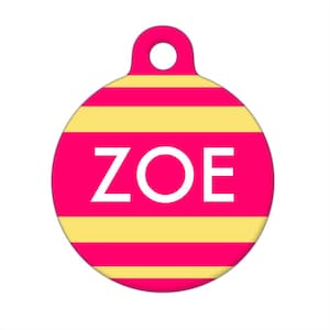 Personalized Pet ID Tag - Zoe Stiped Custom Name on Front