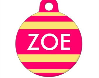 Targhetta identificativa personalizzata per animali domestici - Zoe Stiped Nome personalizzato sul davanti