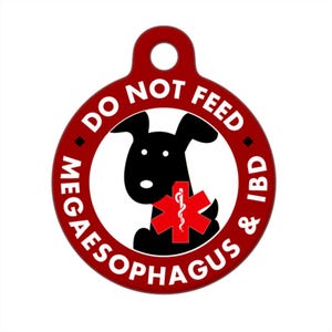 Medical ID Tag - No Food or Water, Megaesophagus and IBD Black Dog