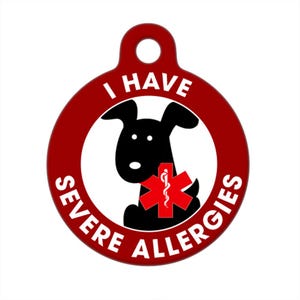 Medical ID Tag - I Have Severe Allergies Black Dog