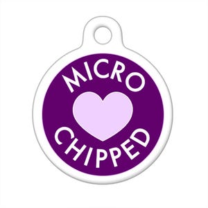 Pet ID Tag - Microchipped Heart, Purple