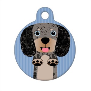 Pet ID Tag - Black Gray Dapple Dachshund