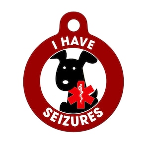 Medical ID Tag I Have Seizures Black Dog image 1