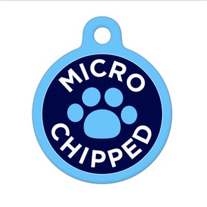 Pet ID Tag - Microchipped - Blue