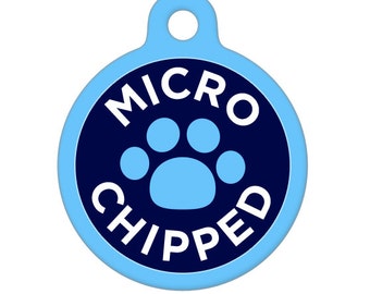 Pet ID Tag - Microchipped - Blue