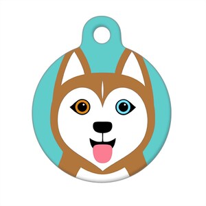 Pet ID Tag - Husky Brown, Tan, Red