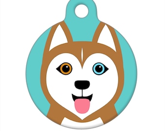 Pet ID Tag - Husky Brown, Tan, Red