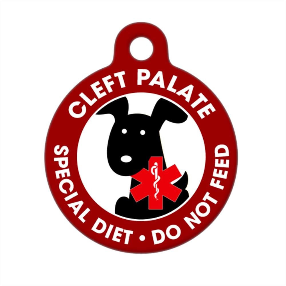 Medical ID Tag - Cleft Palate, Do Not Feed, Special Diet - Black Dog