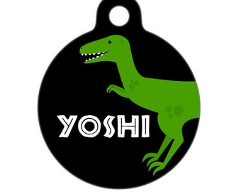 Pet ID Tag - Yoshi Raptor Custom Name on Front