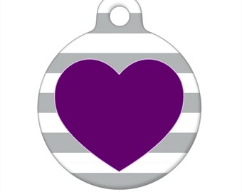 Pet ID Tag - Heart with Stripes