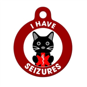 Medical ID Tag - I Have Seizures Black Cat