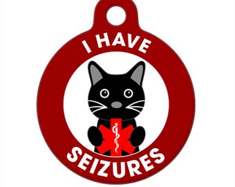 Medical ID Tag - I Have Seizures Black Cat