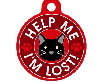 Pet ID Tag - Help Me, I'm Lost - Black Cat