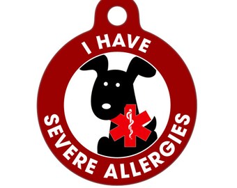 Medical ID Tag - I Have Severe Allergies Black Dog