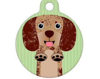 Pet ID Tag - Brown Tan Dapple Dachshund