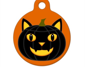 Pet ID Tag - Cat Jack O Lantern