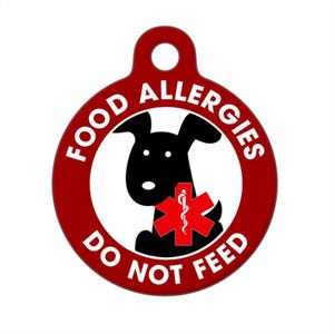 Personalized - Food Allergies, Do Not Feed, Black Dog - Medical Pet ID Tag