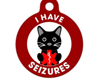 Medical ID Tag - I Have Seizures Black Cat