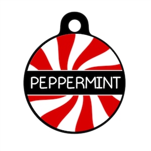 Pet ID Tag - Peppermint Custom Name on Front