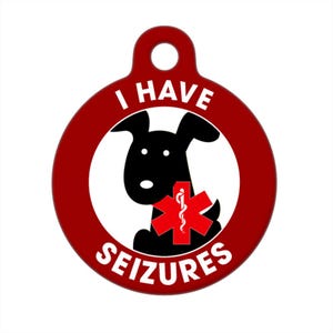 Medical ID Tag - I Have Seizures Black Dog