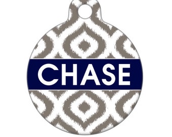 Pet ID Tag - Chase Ikat Custom Name on Front