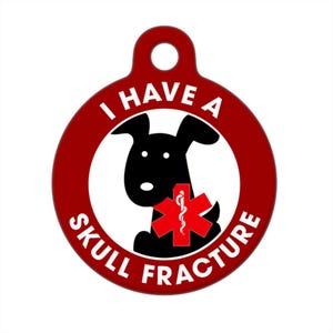 Medical ID Tag - Skull Fracture Black Dog