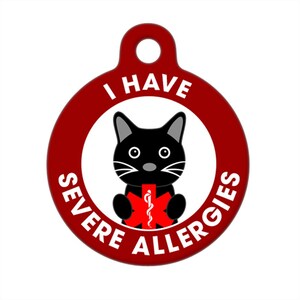 Medical ID Tag - I Have Severe Allergies Black Cat
