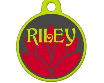 Pet ID Tag - Riley Lotus Custom Name on Front