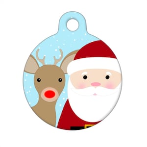 Pet ID Tag - Santa and Rudolph Selfie