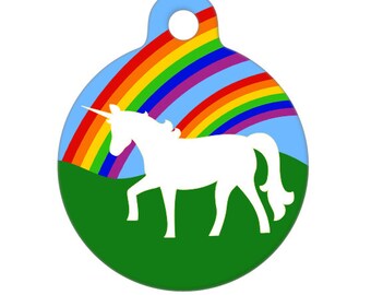 Pet ID Tag - Double Rainbow AND a Unicorn