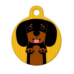Pet ID Tag - Black and Brown Dachshund Dog Breed