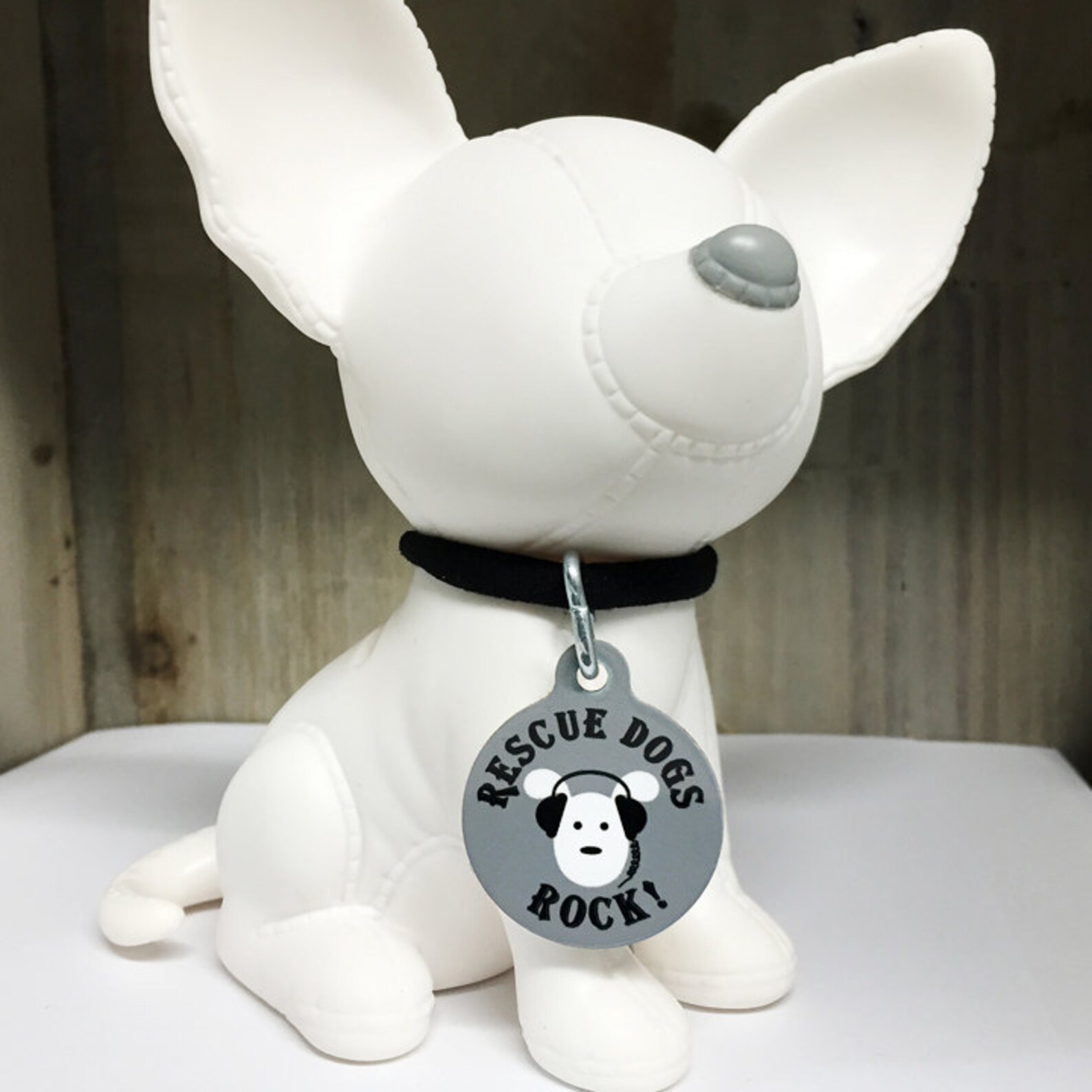 Pet ID Tag Rescue Dogs Rock Pup With Headphones Etsy
